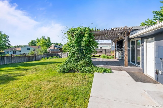 4512 S Yank St, Morrison, CO 80465 - fenced backyard with a pergola, a wooden deck, and a patio area