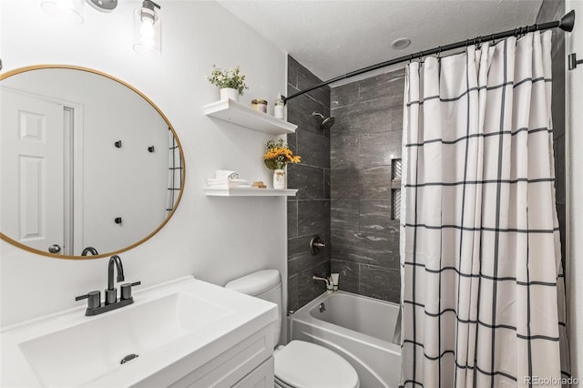 4512 S Yank St, Morrison, CO 80465 - full bath featuring vanity, shower / bathtub combination with curtain, and a textured ceiling