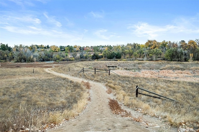 view of yard featuring a rural view