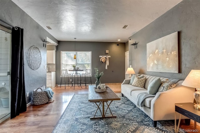 living room with hardwood / wood-style floors