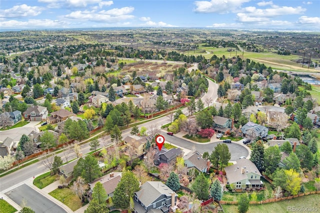 aerial view with a residential view