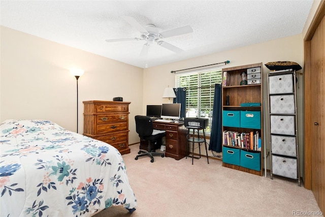 8404 Everett Way Unit A, Arvada, CO 80005 - bedroom with carpet flooring, a ceiling fan, and a textured ceiling