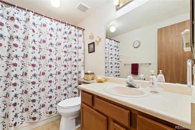 8404 Everett Way Unit A, Arvada, CO 80005 - bathroom with vanity, tile patterned floors, and a shower with curtain