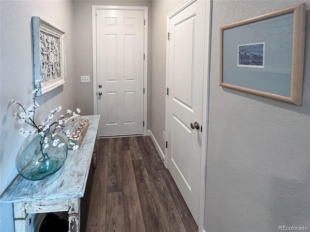 doorway featuring dark hardwood / wood-style floors