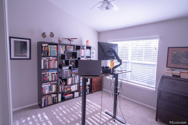 8200 E 8th Ave Unit 1203, Denver, CO 80230 - carpeted home office featuring ceiling fan and baseboards