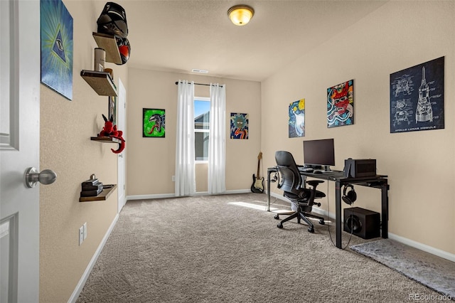 office area with carpet flooring