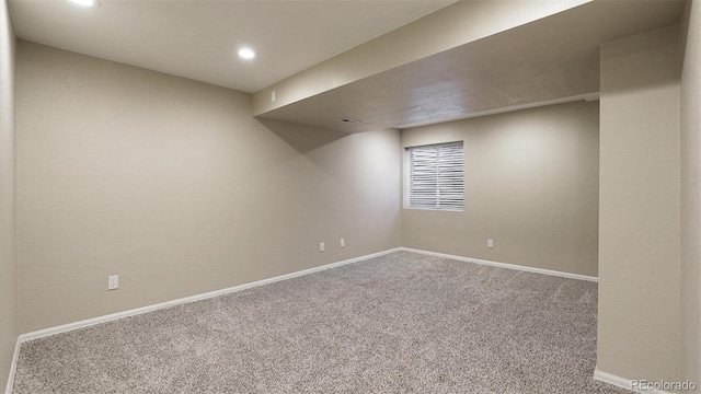 basement featuring carpet floors