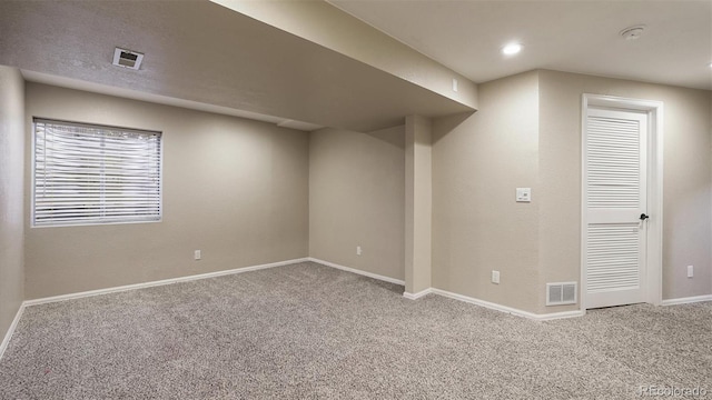 basement featuring carpet