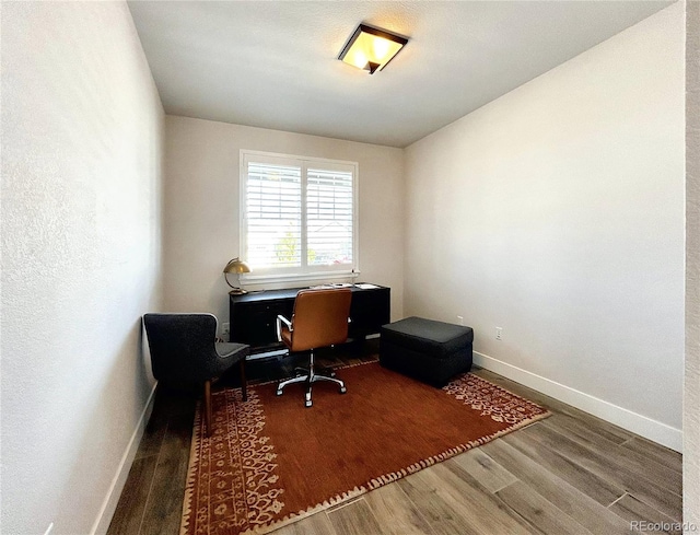 office with wood-type flooring