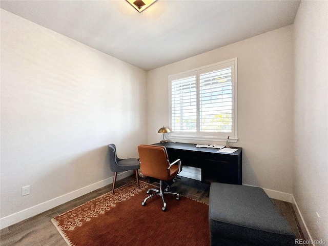 office area featuring dark hardwood / wood-style flooring