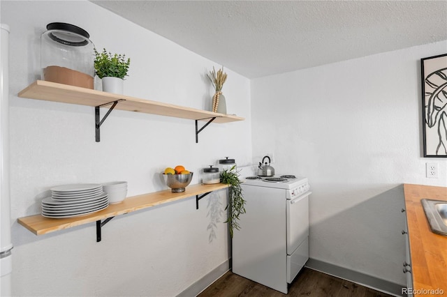 washroom featuring sink, dark hardwood / wood-style floors, and a textured ceiling