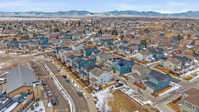 bird's eye view with a mountain view