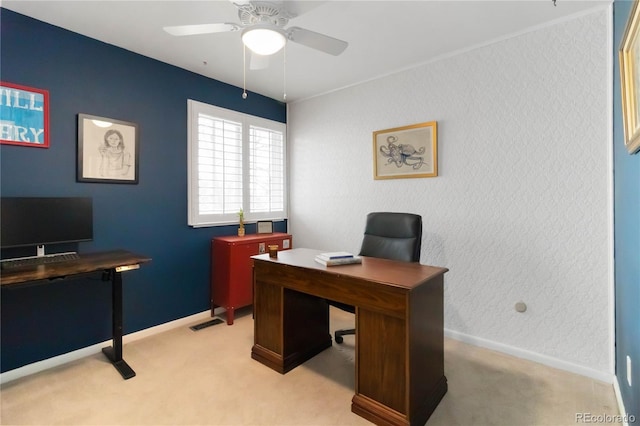 1768 E Jamison Ave, Centennial, CO 80122 - office space with ceiling fan, light carpet, and baseboards