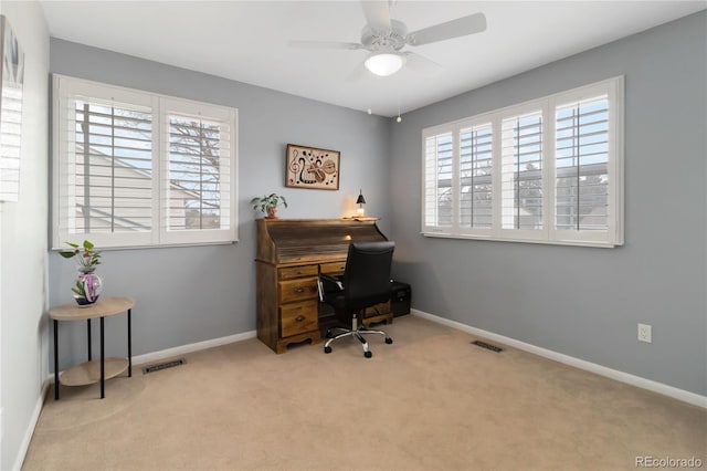 1768 E Jamison Ave, Centennial, CO 80122 - home office featuring carpet flooring, baseboards, and ceiling fan
