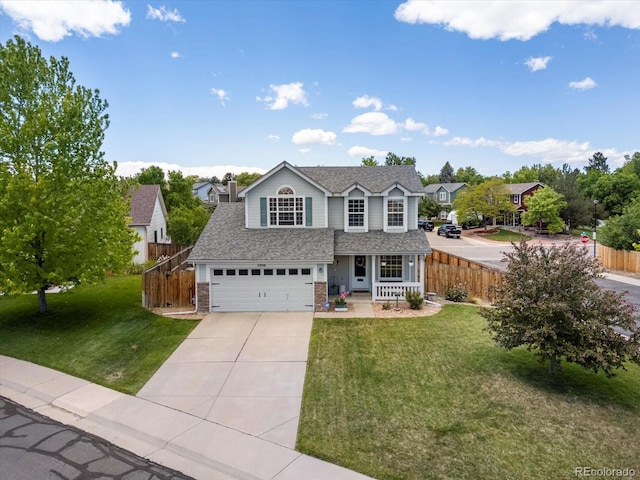2006 E 97th Ave, Thornton, CO 80229 - traditional-style home with a porch, driveway, an attached garage, and roof with shingles