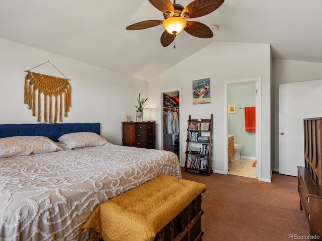 2006 E 97th Ave, Thornton, CO 80229 - bedroom with lofted ceiling, carpet floors, a spacious closet, a closet, and ensuite bath