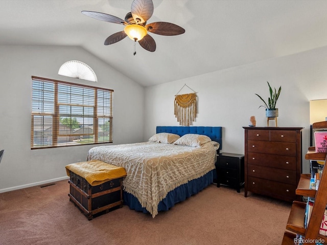 2006 E 97th Ave, Thornton, CO 80229 - carpeted bedroom with vaulted ceiling, multiple windows, ceiling fan, and baseboards