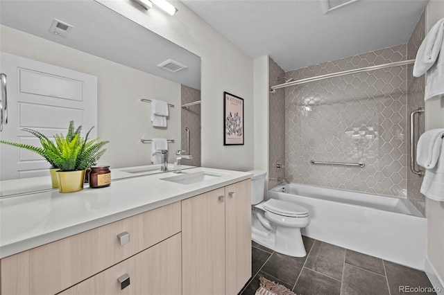3480 E 31st Ave, Denver, CO 80205 - full bath featuring toilet, shower / tub combination, vanity, and tile patterned flooring