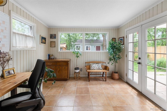 3424 W 31st Ave, Denver, CO 80211 - home office featuring healthy amount of natural light, ornamental molding, and light tile patterned floors