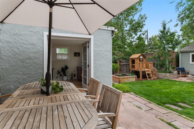 3424 W 31st Ave, Denver, CO 80211 - view of patio featuring a playground and outdoor dining space