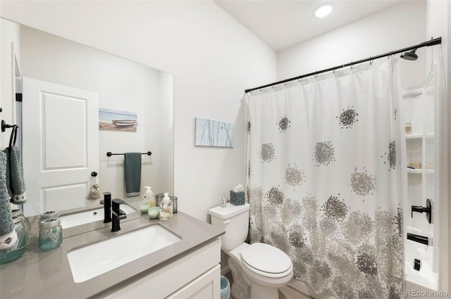 2078 Autumn Moon Dr Unit 3, Windsor, CO 80550 - bathroom featuring vanity, a shower with shower curtain, and recessed lighting
