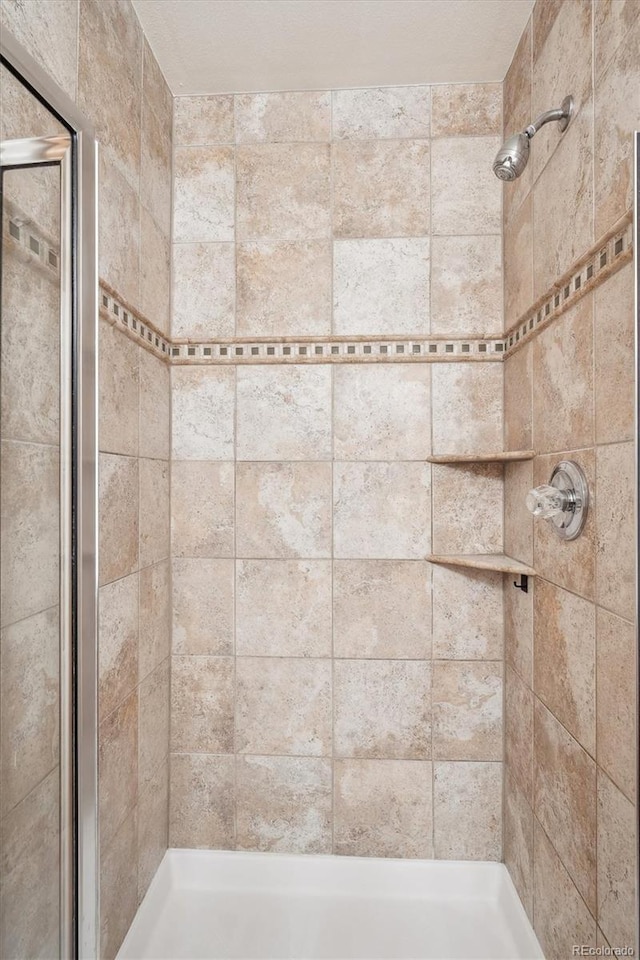 bathroom with a shower stall