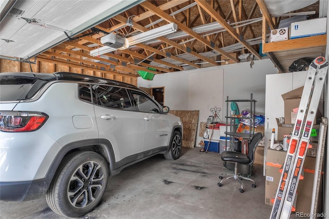 garage with a garage door opener