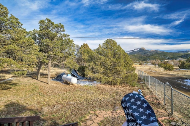 view of yard featuring a mountain view