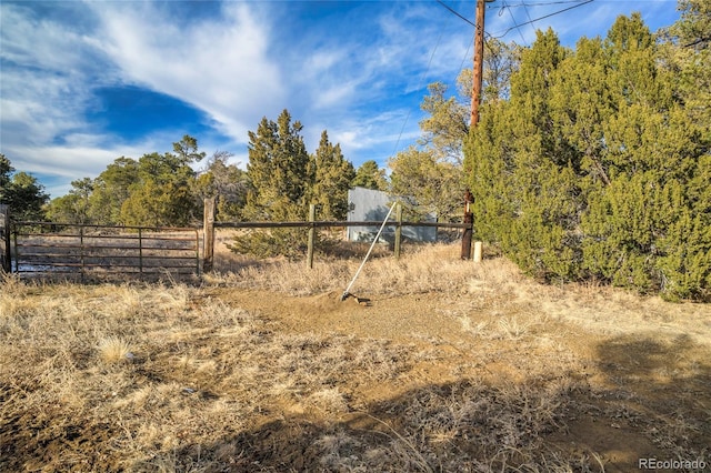 view of yard with a rural view