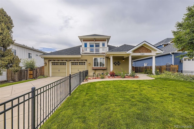 940 Kearney St, Denver, CO 80220 - view of front of house featuring a balcony, a shingled roof, driveway, and stucco siding