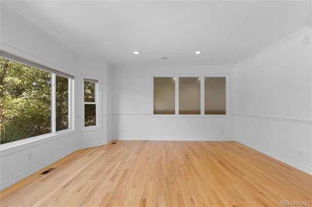 1172 S Steele St, Denver, CO 80210 - spare room featuring crown molding, wood finished floors, and recessed lighting