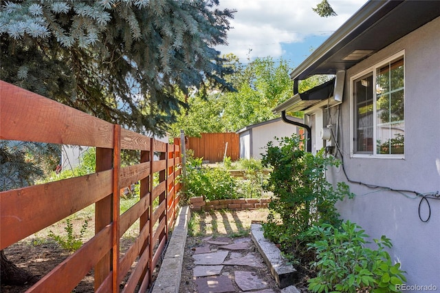 exterior space with a storage unit