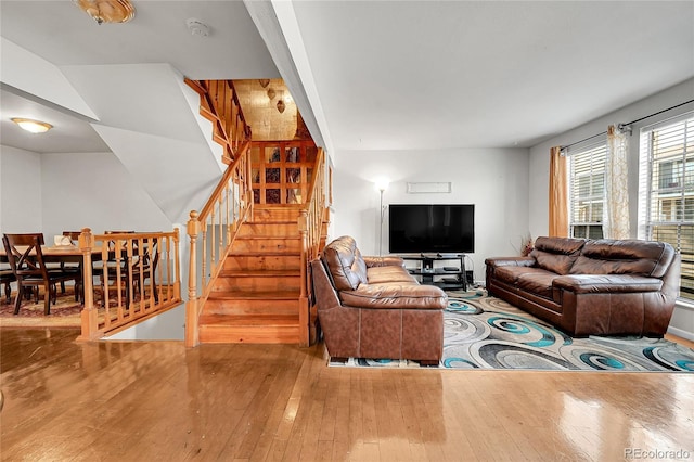 living room with hardwood / wood-style floors