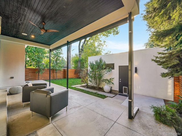 view of patio / terrace with outdoor lounge area and ceiling fan