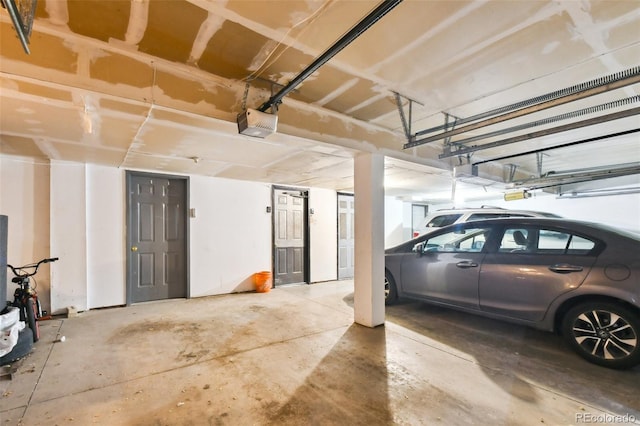 garage with a garage door opener