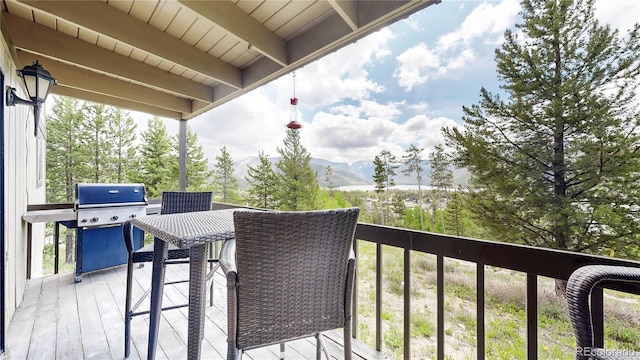 144 Tall Pine Cir, Grand Lake, CO 80447 - deck featuring a mountain view