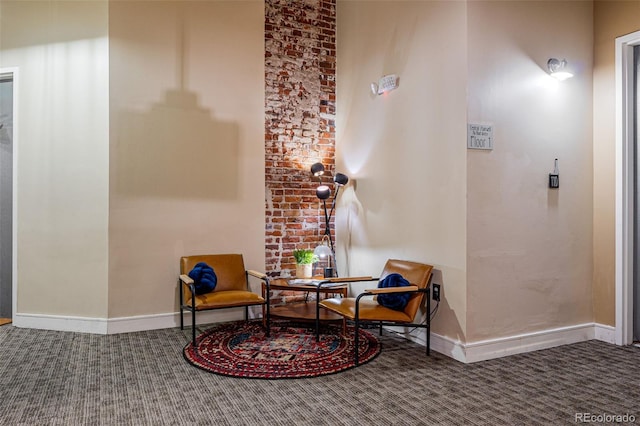 living area featuring carpet flooring