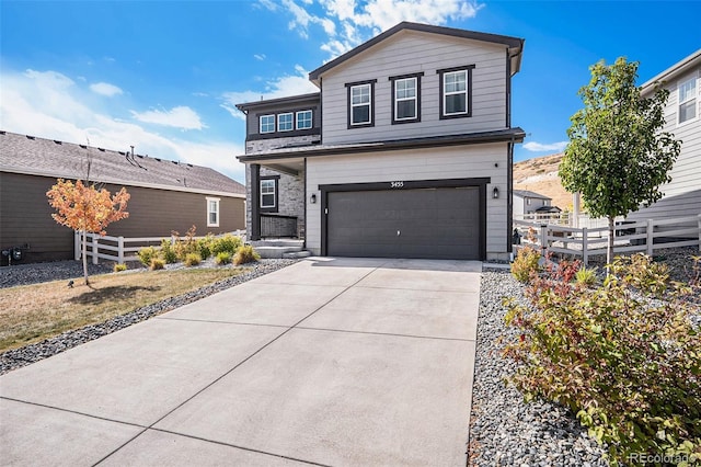 view of property featuring a garage