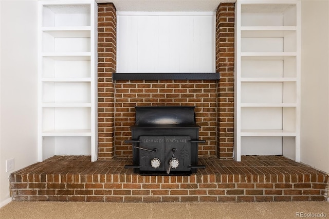 3256 S Nucla St, Aurora, CO 80013 - detailed view of a wood stove and built in shelves