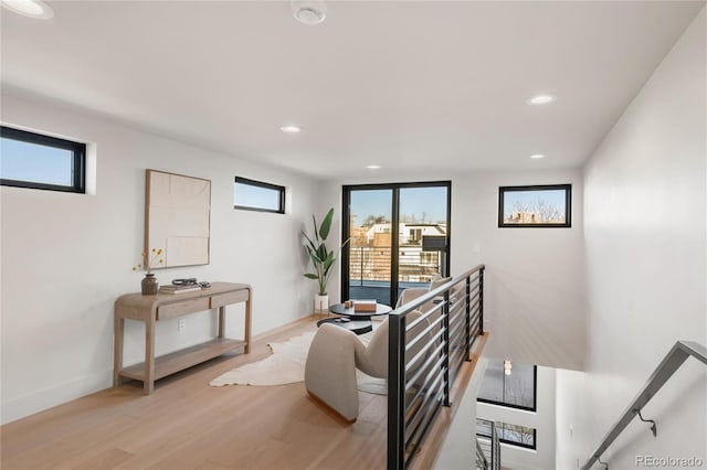 interior space with light hardwood / wood-style floors