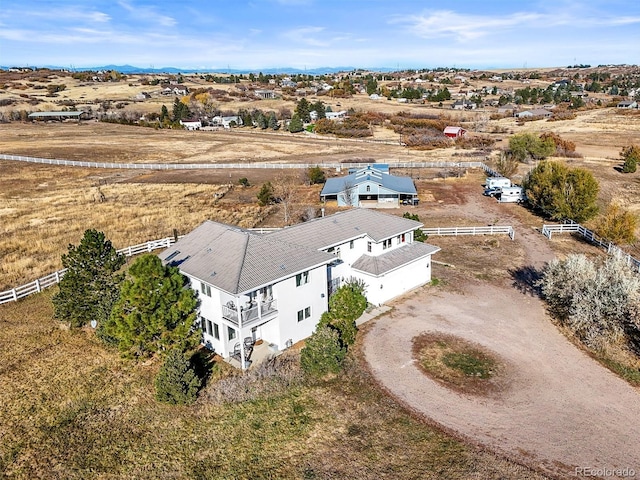 drone / aerial view with a rural view