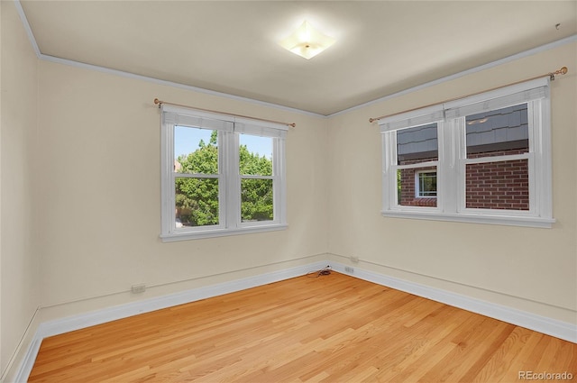 1208 S Elizabeth St, Denver, CO 80210 - empty room featuring light wood-style flooring, baseboards, and crown molding