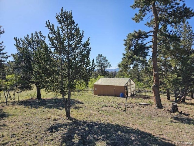 view of yard featuring an outdoor structure