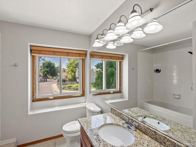 5903 S Ward St, Littleton, CO 80127 - bathroom with vanity, shower / tub combination, and tile patterned flooring