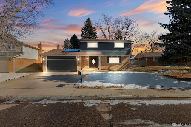 view of front of house with a garage