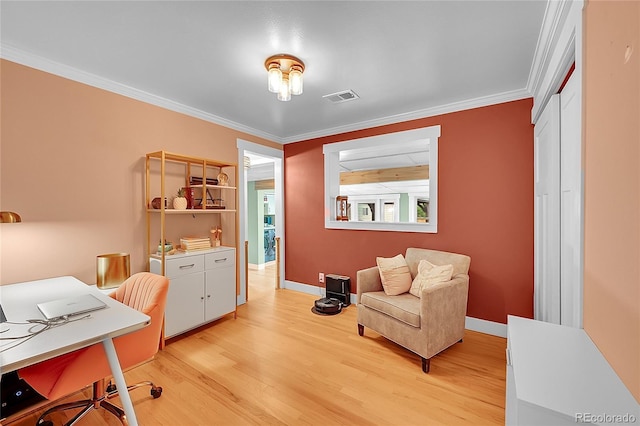 6015 S Milwaukee Way, Centennial, CO 80121 - home office featuring light wood-style flooring and crown molding
