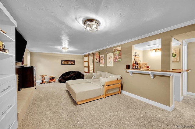 6015 S Milwaukee Way, Centennial, CO 80121 - carpeted living area with ornamental molding and baseboards