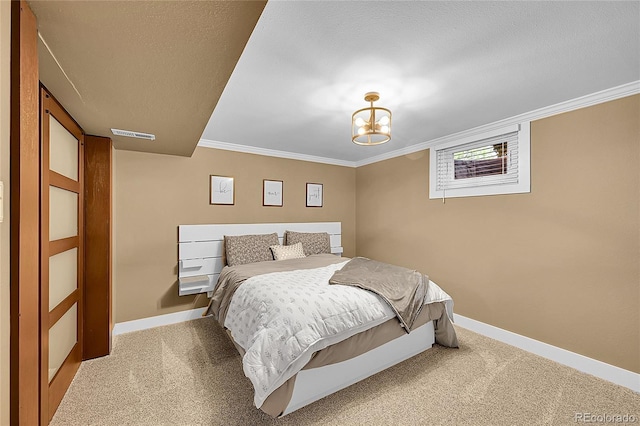 6015 S Milwaukee Way, Centennial, CO 80121 - bedroom with ornamental molding, carpet floors, and a chandelier