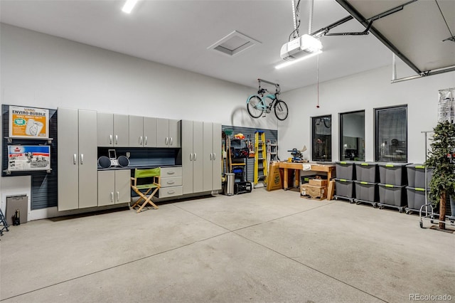 garage with a garage door opener