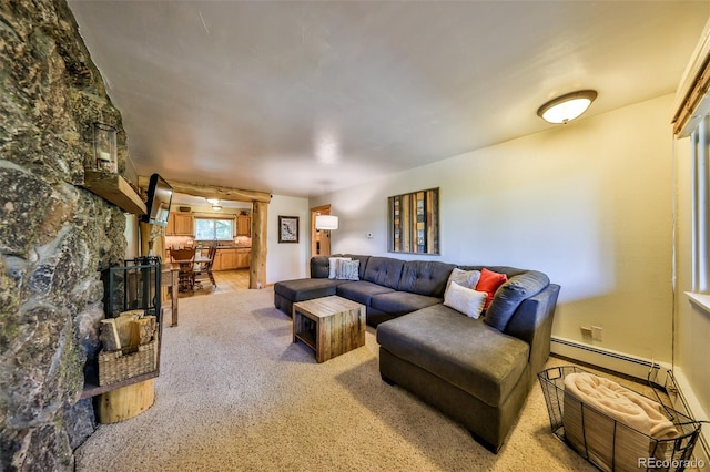 446 Hi Country Drive 17 & 18, Winter Park, CO 80482 - living room with a baseboard radiator and carpet